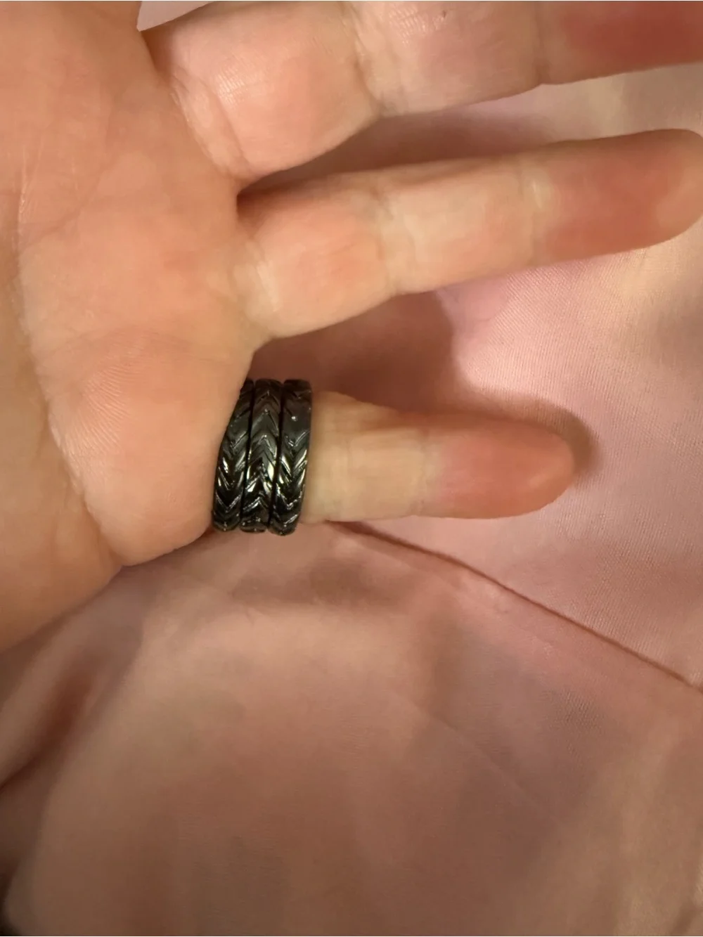 Men's Black Braided Stainless Steel Spinner Ring Set of 3